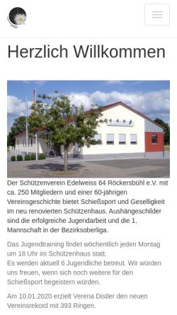 Vorschau der mobilen Webseite www.sv-roeckersbuehl.de, Schützenverein Edelweiss 64 e. V. Röckersbühl