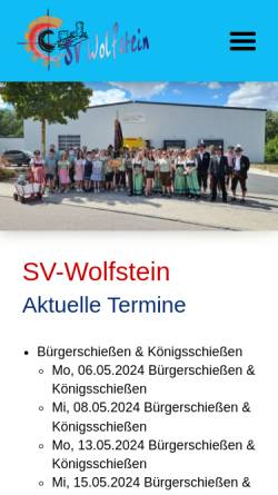 Vorschau der mobilen Webseite www.sv-wolfstein.de, Schützenverein Wolfstein e.V.