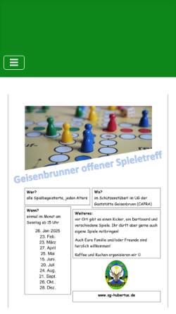 Vorschau der mobilen Webseite www.sg-hubertus.de, Schützengesellschaft Hubertus Geisenbrunn-Argelsried e.V.