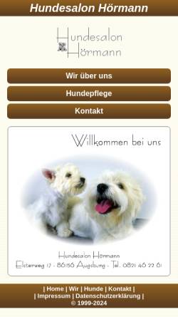 Vorschau der mobilen Webseite www.hundesalon-online.de, Hundesalon und Katzensalon Hörmann