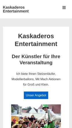 Vorschau der mobilen Webseite www.kaskaderos-entertainment.de, Kaskaderos Entertaiment Ingo Hoffmann