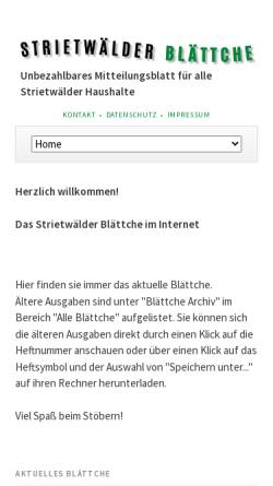 Vorschau der mobilen Webseite strietwaelder-blaettche.de, Strietwälder Blättchen