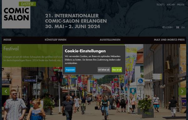Vorschau von www.comic-salon.de, Internationale Kunstmesse Ausstellung Thema Comic