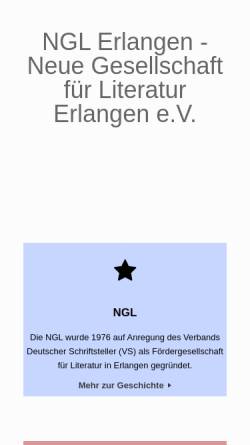 Vorschau der mobilen Webseite www.ngl-erlangen.de, NGL Neue Gesellschaft für Literatur Erlangen