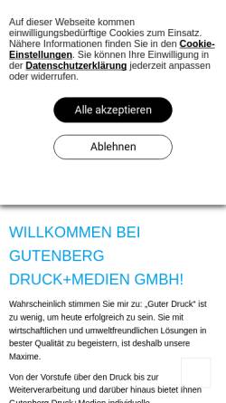 Vorschau der mobilen Webseite www.gutenberg-druck.com, Gutenberg-Druckerei G. Weis GmbH