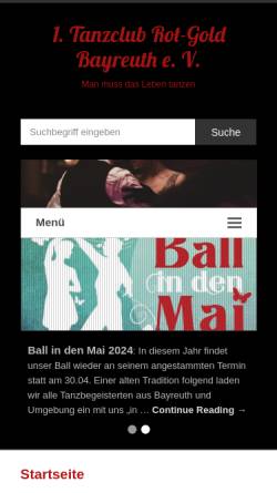 Vorschau der mobilen Webseite www.rot-gold-bayreuth.de, 1. Tanzclub Rot-Gold Bayreuth e.V.