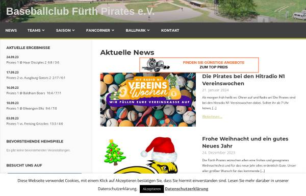 Vorschau von www.fuerth-pirates.de, Fürth Pirates