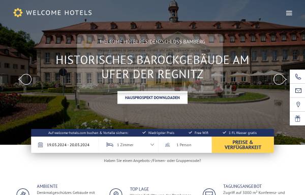 Vorschau von www.welcome-hotels.com, Hotel Residenzschloss