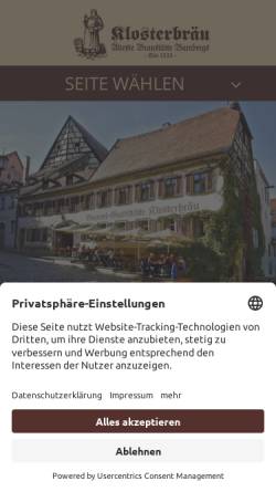 Vorschau der mobilen Webseite klosterbraeu.de, Klosterbräu Bamberg