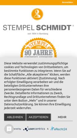 Vorschau der mobilen Webseite stempel-schmidt.de, Stempel Schmidt in Bamberg
