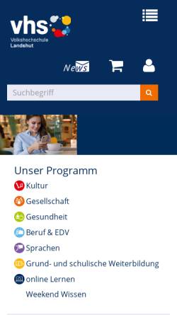 Vorschau der mobilen Webseite www.vhs-landshut.de, Volkshochschule Landshut