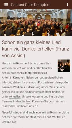 Vorschau der mobilen Webseite kirchenmusik-kempten.de, Musik an der Klosterkirche St. Anton