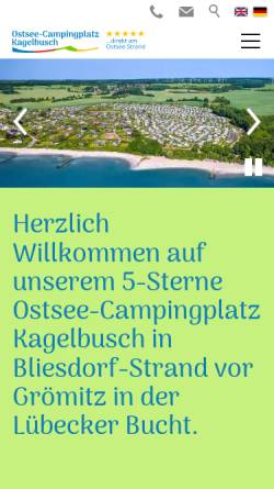 Vorschau der mobilen Webseite www.ostseecamping.de, Ostseecampingplatz Kagelbusch