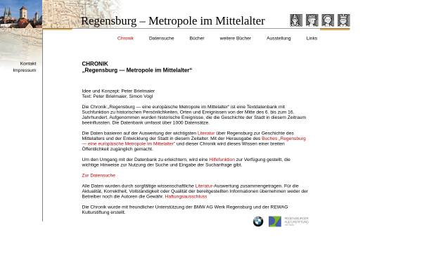 Vorschau von www.regensburg-mittelalter.de, Regensburg-Metropole im Mittelalter