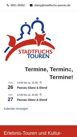 Vorschau der mobilen Webseite www.stadtfuchs-passau.de, Passauer Stadtfuchs-Touren