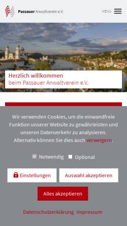 Vorschau der mobilen Webseite www.anwaltverein-passau.de, Anwaltverein Passau e.V.