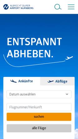Vorschau der mobilen Webseite www.airport-nuernberg.de, Flughafen Nürnberg