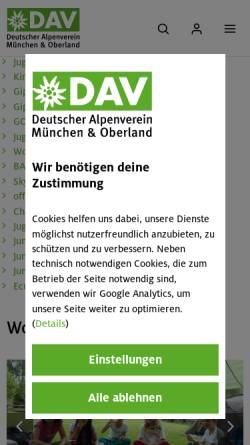 Vorschau der mobilen Webseite www.jugend-sektion-muenchen.de, Deutscher Alpenverein DAV