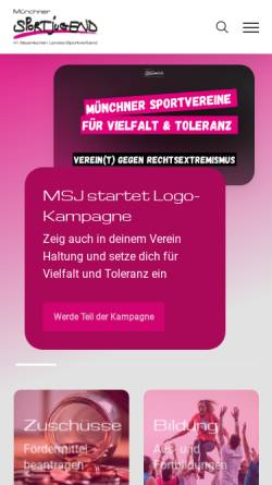 Vorschau der mobilen Webseite www.msj.de, Münchner Sportjugend