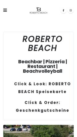 Vorschau der mobilen Webseite www.robertobeach.de, Roberto Beach Eventlocation am See