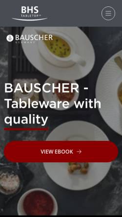 Vorschau der mobilen Webseite www.bhs-tabletop.com, Porzellanfabrik Weiden Gebr. Bauscher