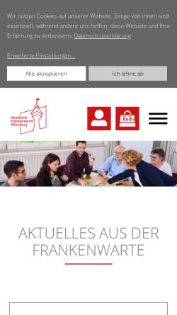 Vorschau der mobilen Webseite www.frankenwarte.de, Akademie Frankenwarte