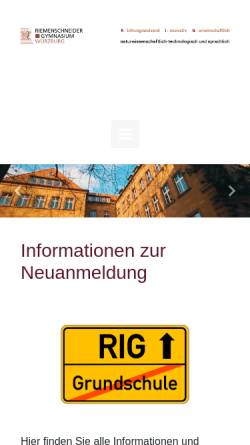 Vorschau der mobilen Webseite www.riemenschneider-gymnasium.de, Riemenschneider-Gymnasium Würzburg