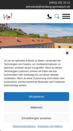 Vorschau der mobilen Webseite www.wirsberggym-wuerzburg.de, Wirsberg-Gymnasium
