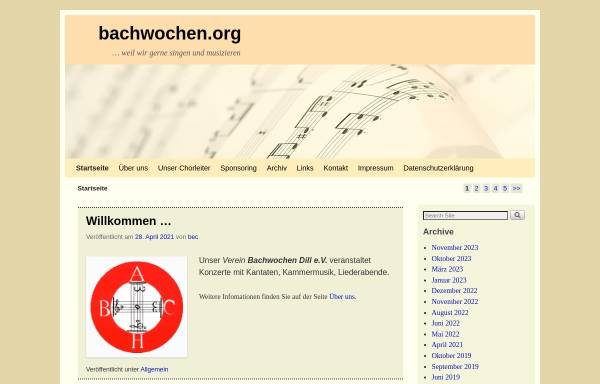 Vorschau von www.bachwochen.org, Bachwochen Dill e.V.