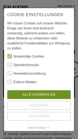 Vorschau der mobilen Webseite www.schlachthof-kassel.de, Schlachthof Kassel