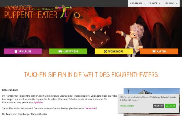 Vorschau von www.hamburgerpuppentheater.de, Hamburger Puppentheater