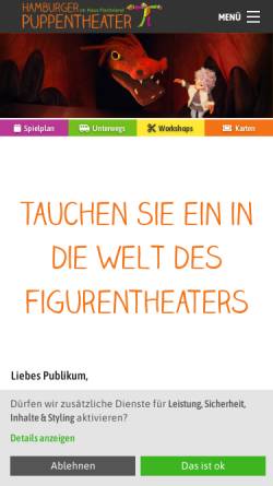 Vorschau der mobilen Webseite www.hamburgerpuppentheater.de, Hamburger Puppentheater