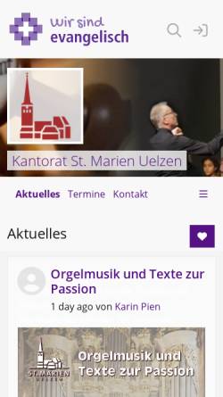 Vorschau der mobilen Webseite uelzen-kantorat.de, Kirchenmusik an St. Marien, Uelzen