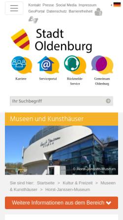 Vorschau der mobilen Webseite www.oldenburg.de, Horst-Janssen-Museum