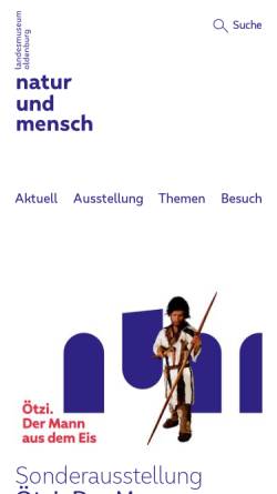 Vorschau der mobilen Webseite www.naturundmensch.de, Landesmuseum für Natur und Mensch