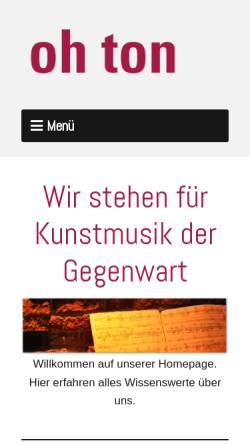 Vorschau der mobilen Webseite ohton.de, oh ton – Förderung aktueller Musik e.V.