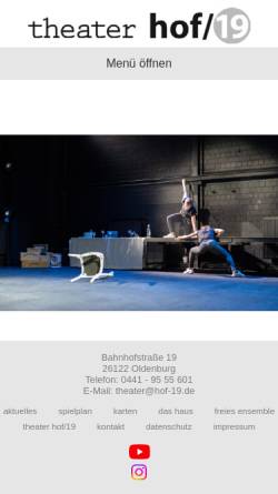Vorschau der mobilen Webseite www.theaterhof19.de, theater hof/19