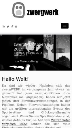 Vorschau der mobilen Webseite www.zwergwerk.net, zwergWERK - Oldenburger Kurzfilmtage