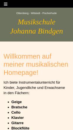 Vorschau der mobilen Webseite www.bindgen.de, Musikschule Johanna Bindgen
