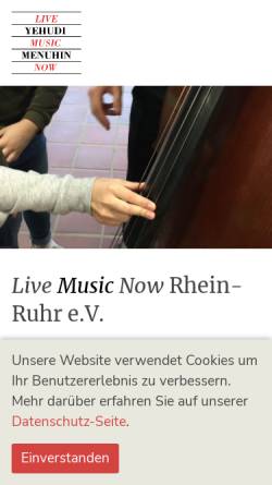 Vorschau der mobilen Webseite www.livemusicnow-rheinruhr.de, Live Music Now Rhein-Ruhr e.V.