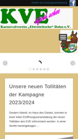 Vorschau der mobilen Webseite kve-dahn.de, Karnevalsverein Elwetritsche Dahn