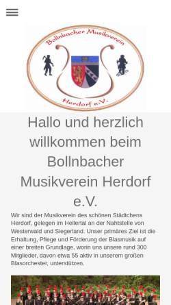 Vorschau der mobilen Webseite www.herdorfer-musikanten.de, Bollnbacher Musikverein Herdorf e.V.