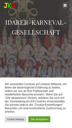 Vorschau der mobilen Webseite ikg-io.de, Idarer-Karneval-Gesellschaft