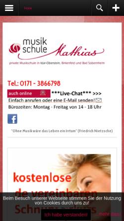 Vorschau der mobilen Webseite www.musikschule-mathias.de, Musikschule Mathias