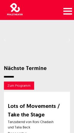 Vorschau der mobilen Webseite www.pfalztheater.de, Pfalztheater Kaiserslautern