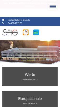 Vorschau der mobilen Webseite www.shgym-diez.de, Sophie-Hedwig-Gymnasium Diez