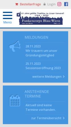 Vorschau der mobilen Webseite www.blau-wiess.de, Funkencorps Blau Wiess