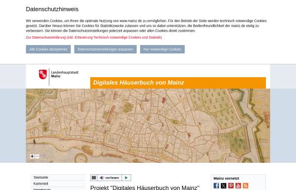 Vorschau von www.mainz.de, Digitales Historisches Häuserbuch von Mainz