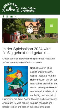 Vorschau der mobilen Webseite www.naturbuehne-graefinthal.de, Naturbühne Gräfinthal