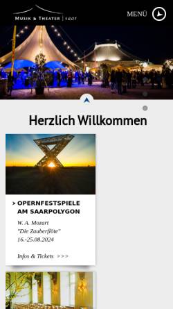 Vorschau der mobilen Webseite www.musik-theater.de, Zeltpalast Musik und Theater Saar GmbH